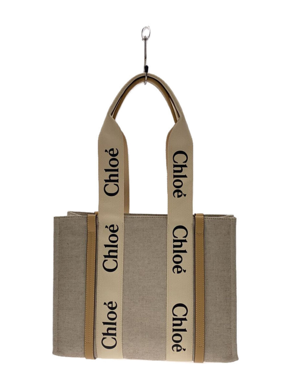 Chloe Woody Tote Bag Canvas Beige Woody